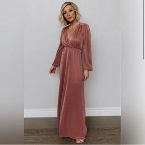 Lined, stretchy. Light pinkish/purple/mauve with sheen. Worn once & re-poshing!